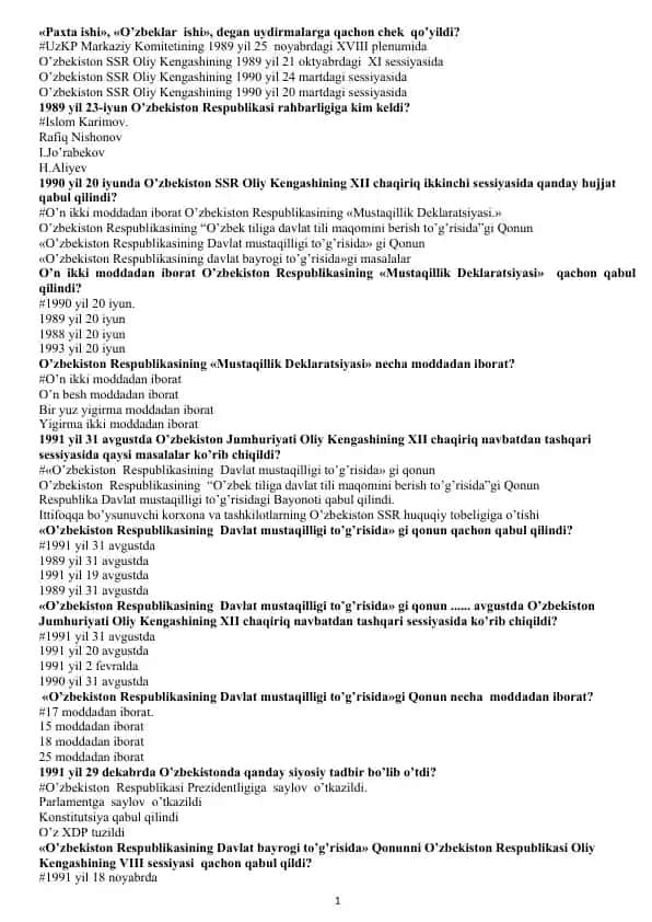 O'zbekiston Respublikasining Mustaqillik Deklaratsiyasi