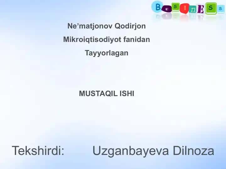Individual va bozor talabi