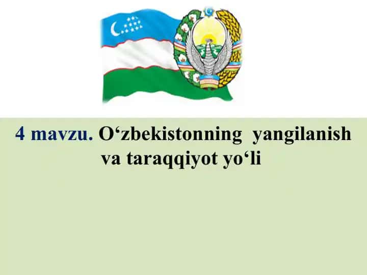 O'zbekistonning yangilanish va taraqqiyot yo‘li