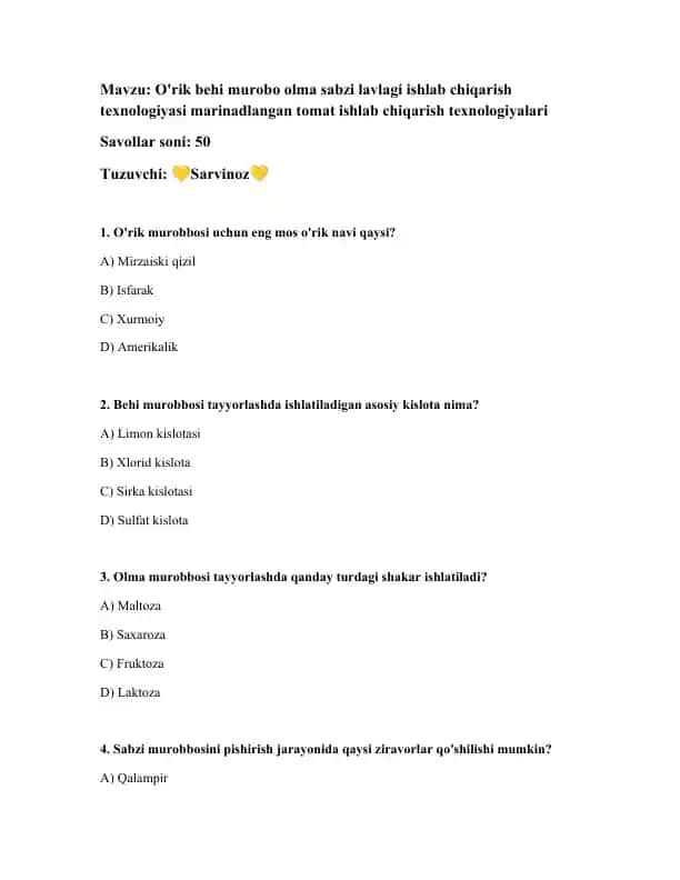 O'rik behi murobbosi ishlab chiqarish texnologiyasi