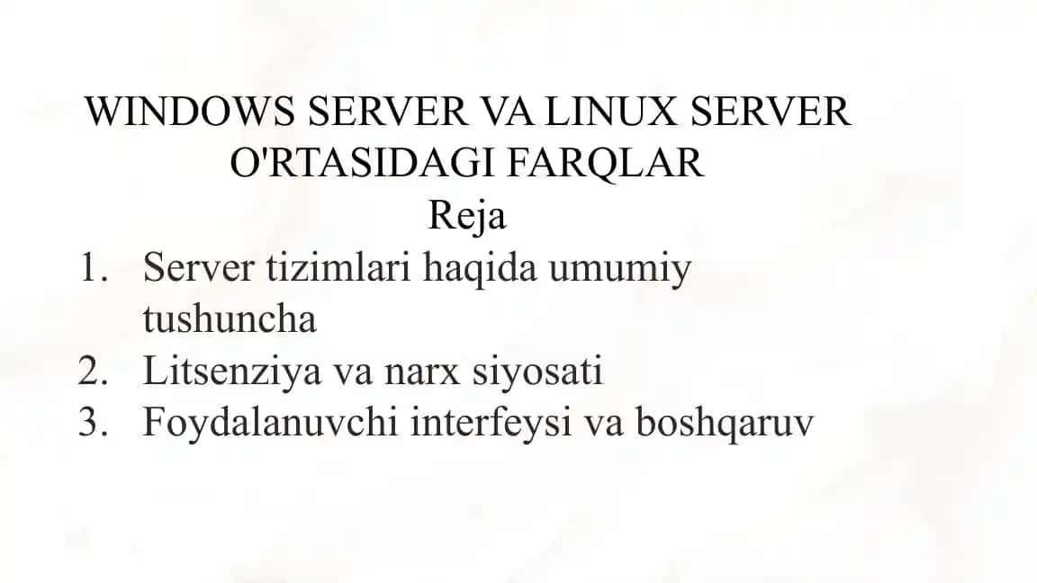 Windows Server va Linux Server o'rtasidagi farqlar