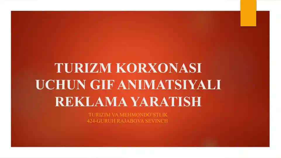 Turizm korxonasi uchun GIF animatsiyali reklama yaratish