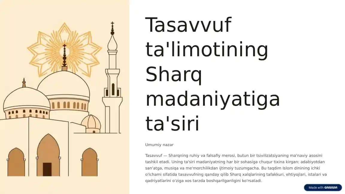 Tasavvuf ta'limotining Sharq madaniyatiga ta'siri