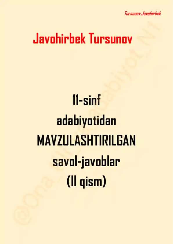 ABDURAUF FITRAT (“ABDULFAYZXON” FOJIASI) savol-javoblar