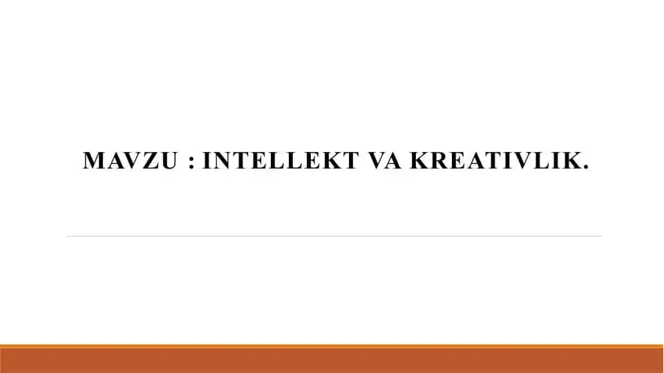 Intellekt va Kreativlik