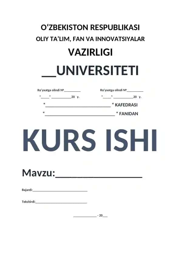 OAVda biznes rejalashtirish mahorati bo‘yicha kurs ishi