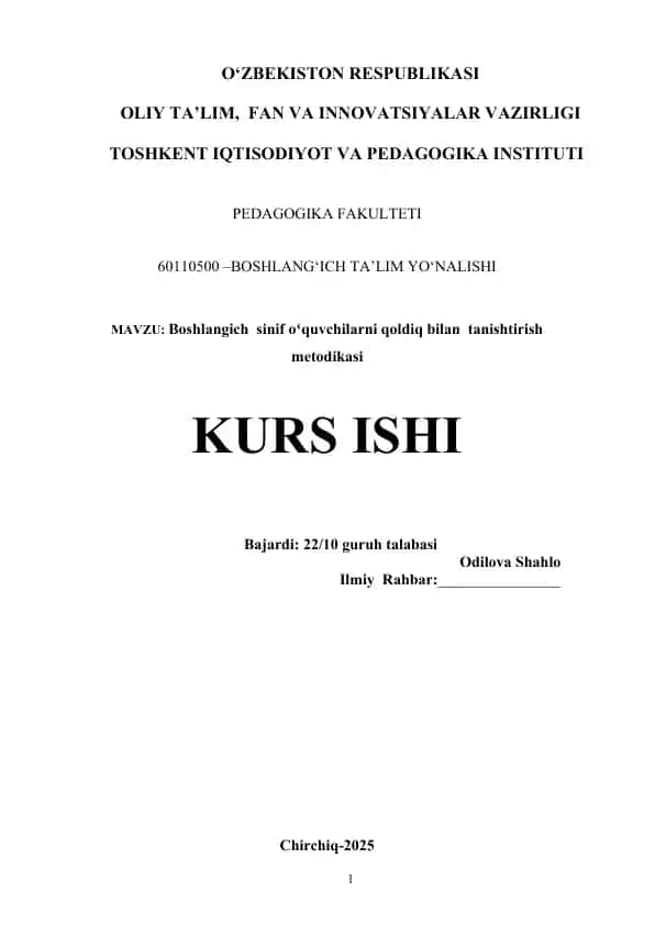 Boshlangich sinif oʻquvchilarni qoldiq bilan tanishtirish metodikasi