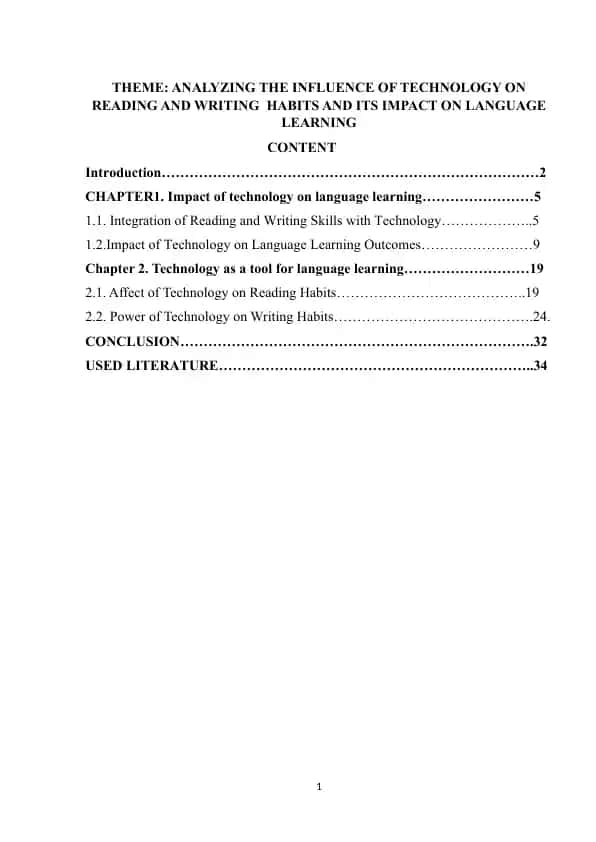 Analyzing the Influence of Technology on Reading and Writing Habits and Its Impact on Language Learning