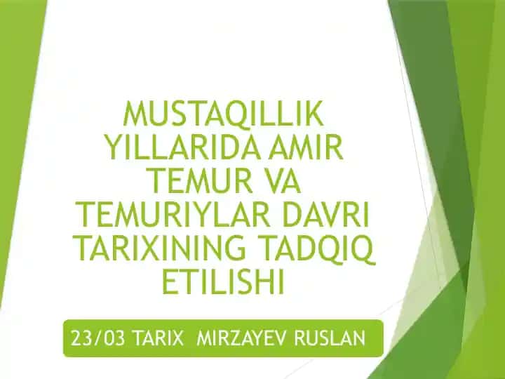 MUSTAQILLIK YILLARIDA AMIR TEMUR VA TEMURIYLAR DAVRI TARIXINING TADQIQ ETILISHI