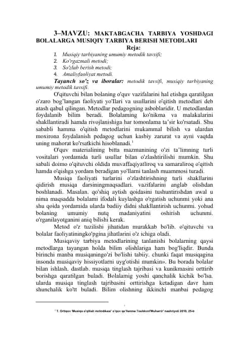 Maktabgacha Tarbiya Yoshdagi Bolalarga Musiqiy Tarbiya Berish Metodlari
