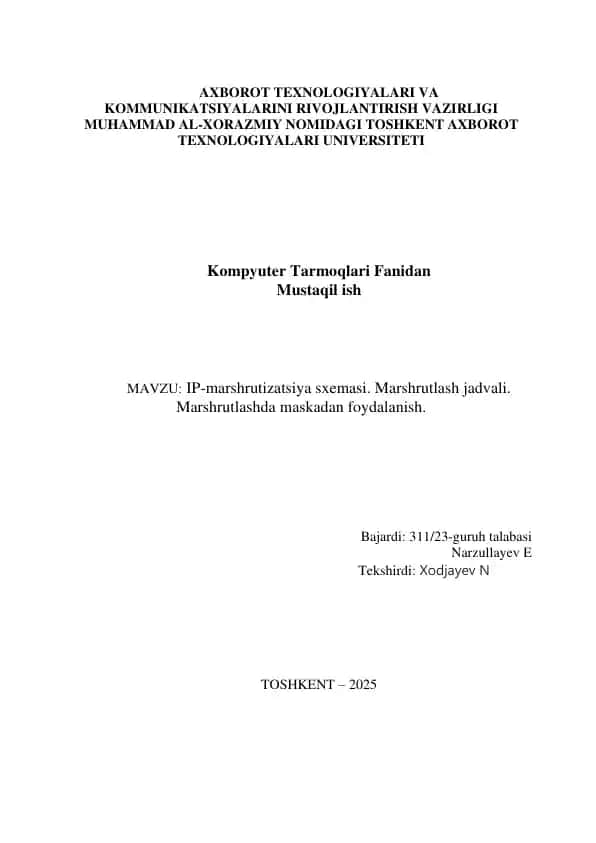 IP-marshrutizatsiya sxemasi