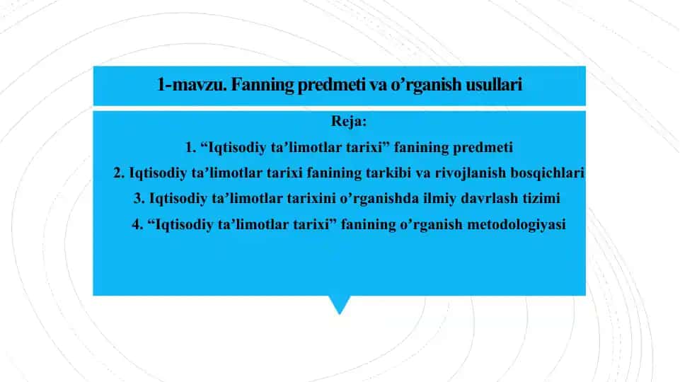 Iqtisodiy ta'limotlarning tarixi