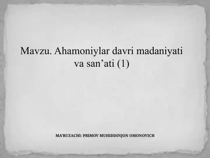 Ahamoniylar imperiyasi davri madaniyati va san'ati