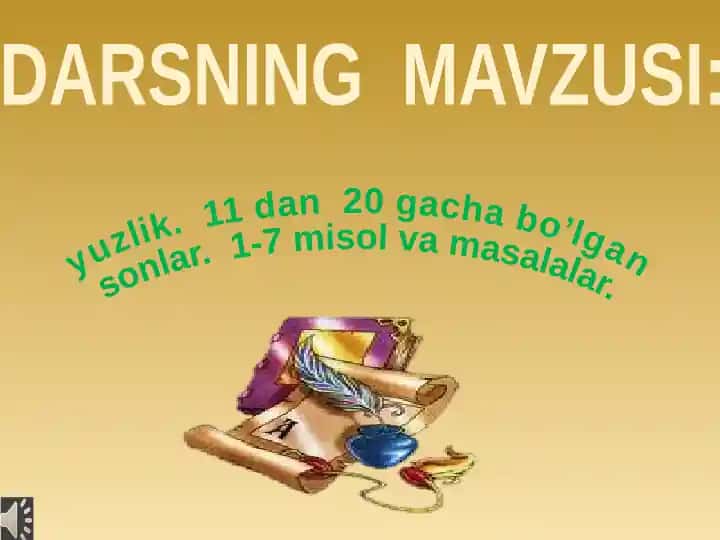 1-sinf Matematika 11 dan 20 gacha bo’lgan sonlar dars taqdimoti