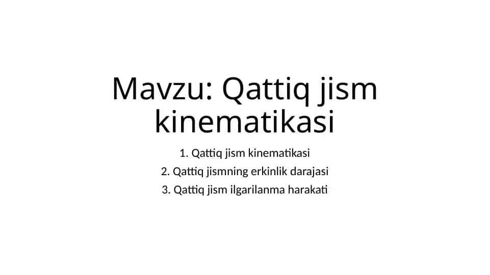 Qattiq jism kinematikasi