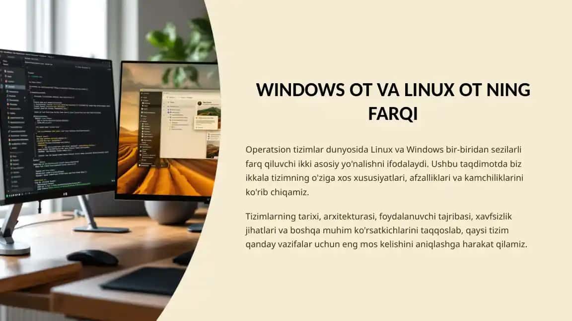 WINDOWS OT VA LINUX OT NING FARQI