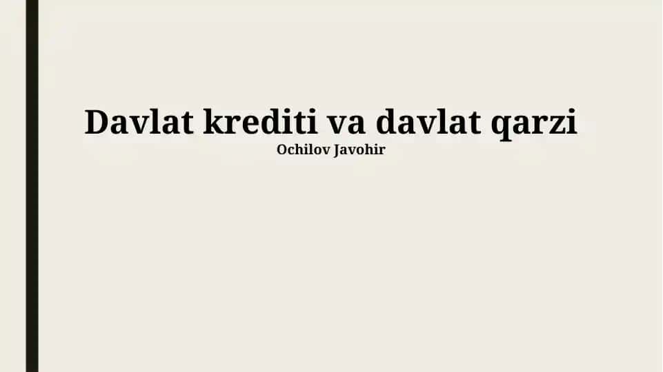 Davlat krediti va davlat qarzi
