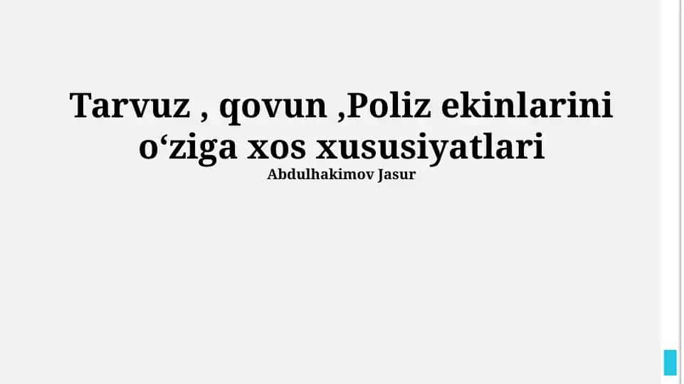 Tarvuz, Qovun, Poliz