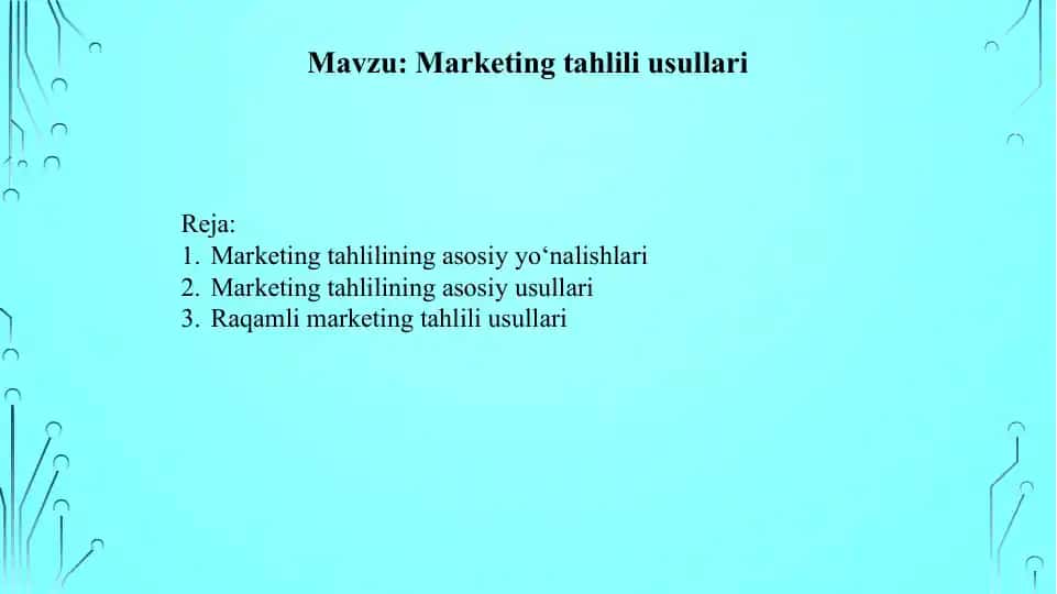 Marketing tahlili usullari