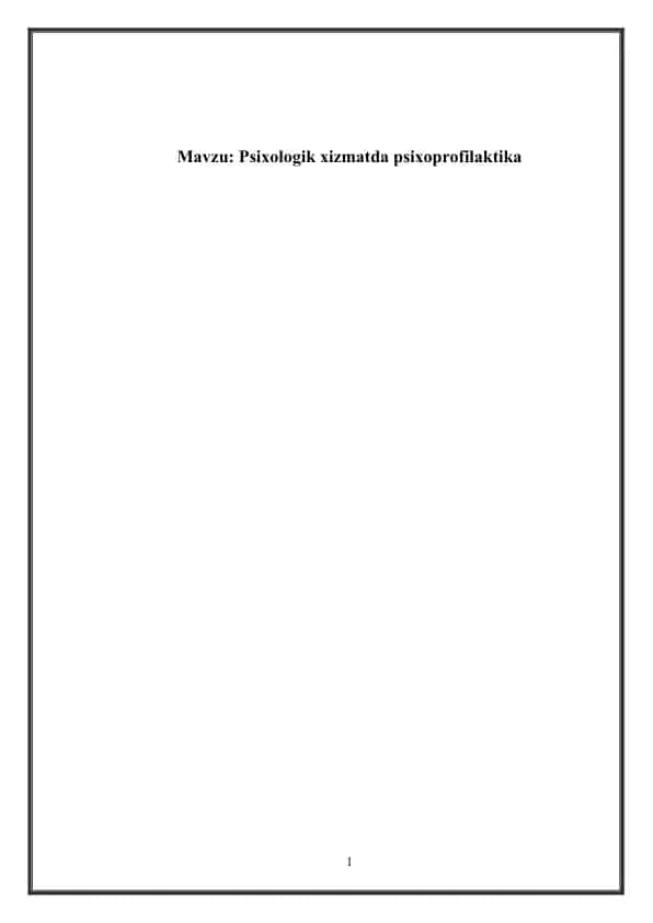 Psixologik xizmatda psixoprofilaktika