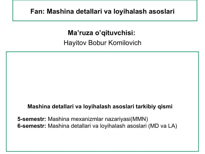 Mashina detallari va loyihalash asoslari