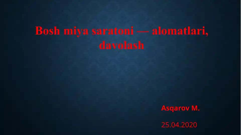 Boshmiyasaratonisabablari