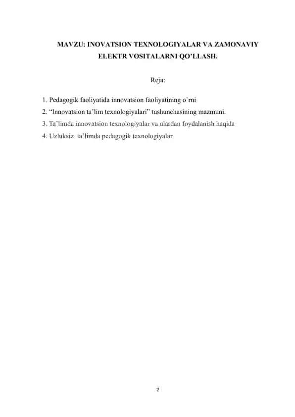 Innovatsion ta'lim texnologiyalari