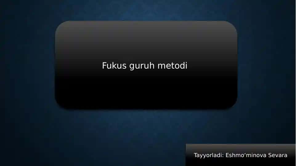 Fokus guruh metodi