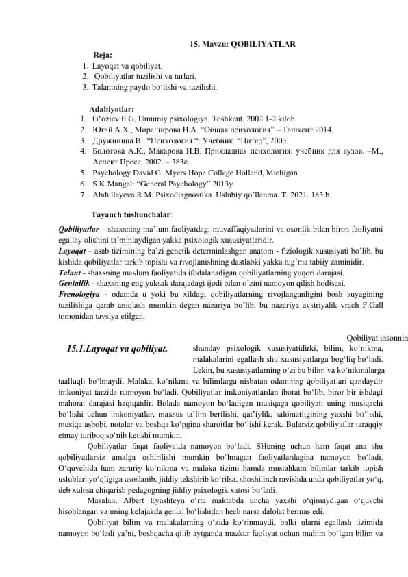 QOBILIYATLAR