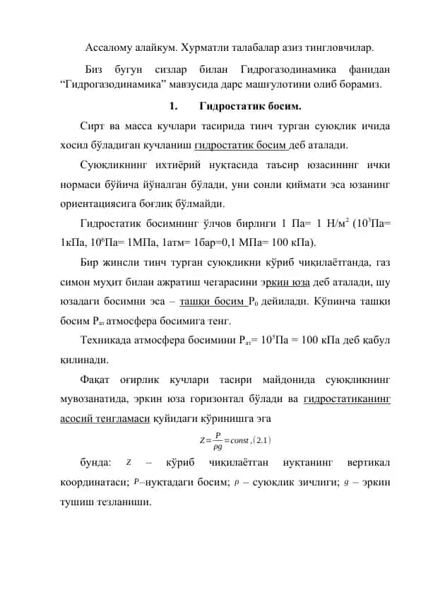 Гидрогазодинамика