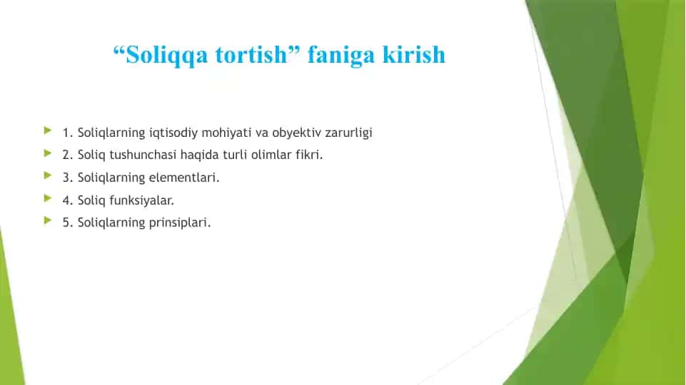 Soliqqa tortish faniga kirish