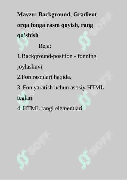 Background, Gradient orqa fonga rasm qoyish, rang qo’shish