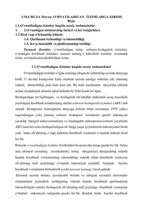 O‘rnatiladigan tizimlar