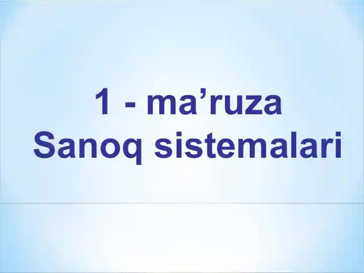Sanoq sistemalari