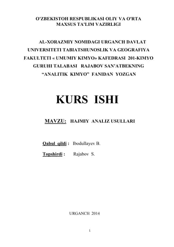 hajmiy analiz usullari
