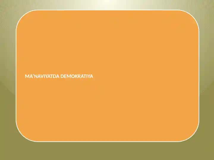 Ma'naviyatda Demokratiya
