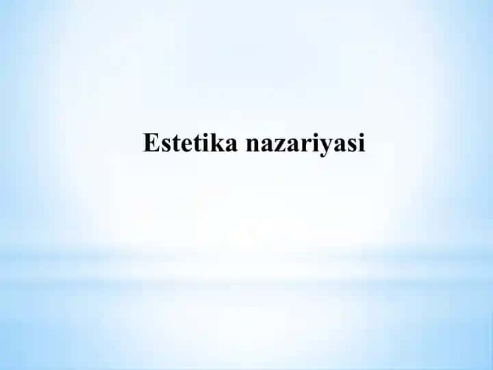 Estetika nazariyasi