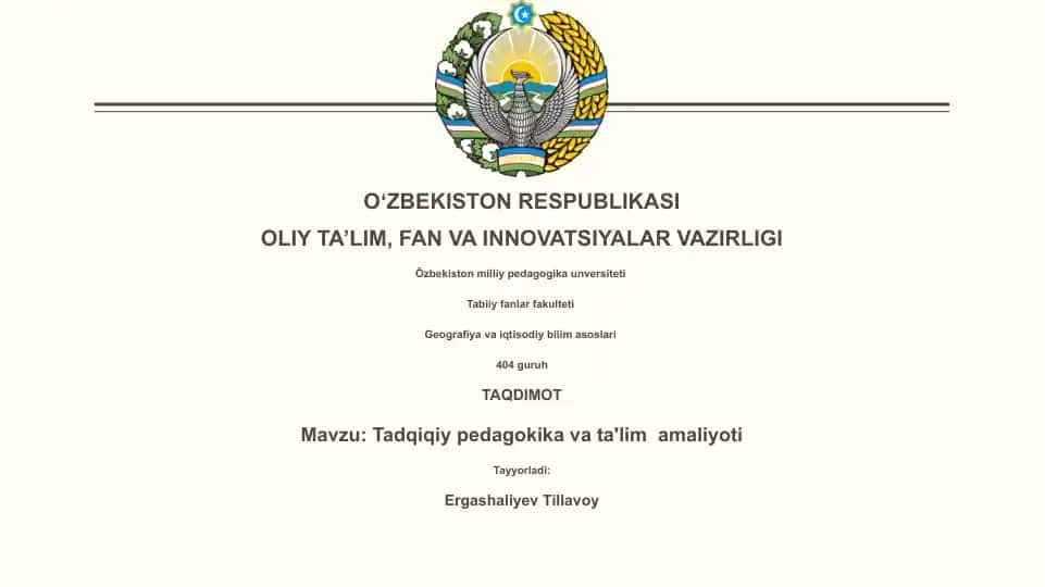 Tadqiqiy pedagokika va ta'lim amaliyoti