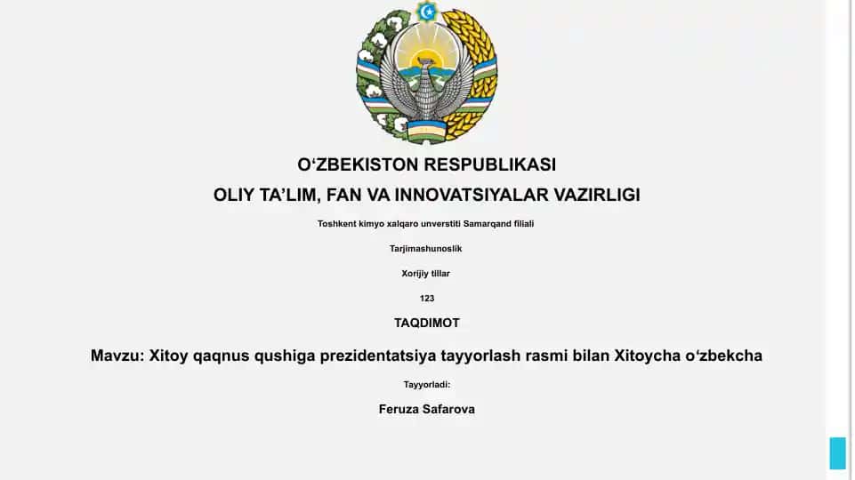 Xitoy-O'zbek Taqdimoti