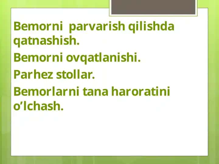 Bemorlarni parvarish qilish