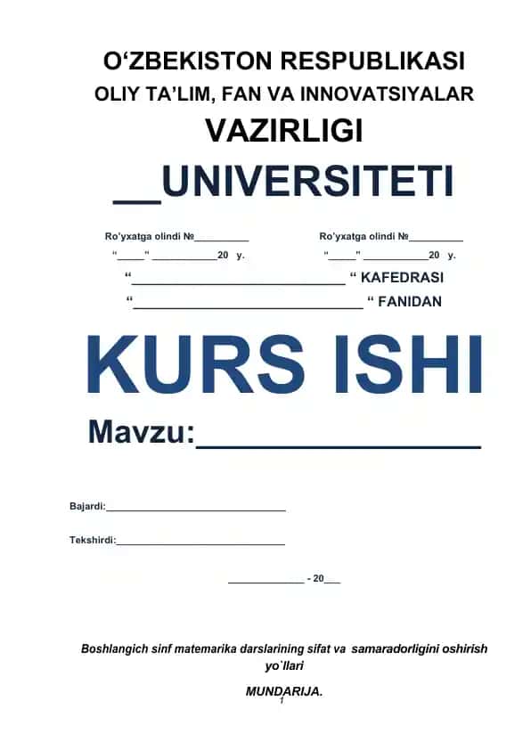 Boshlang'ich sinf matematika darslarining sifat va samaradorligini oshirish yo`llari