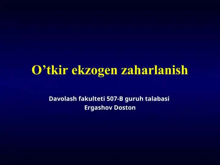 Zaharlanish toksikologiyasi