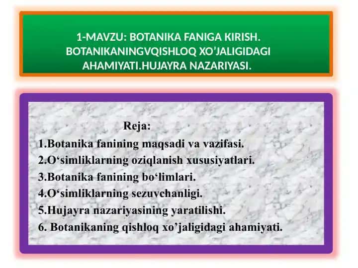 Botanika faniga kirish