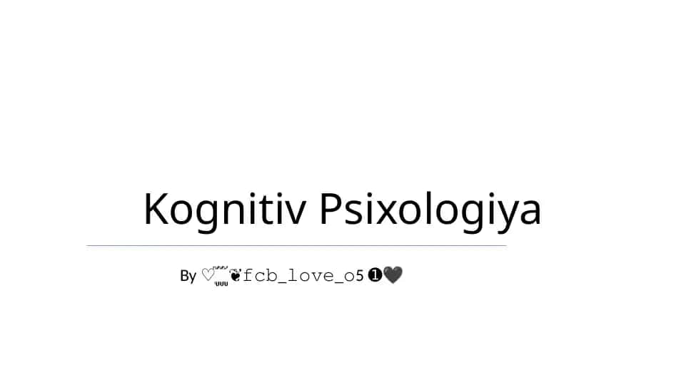 Kognitiv Psixologiya