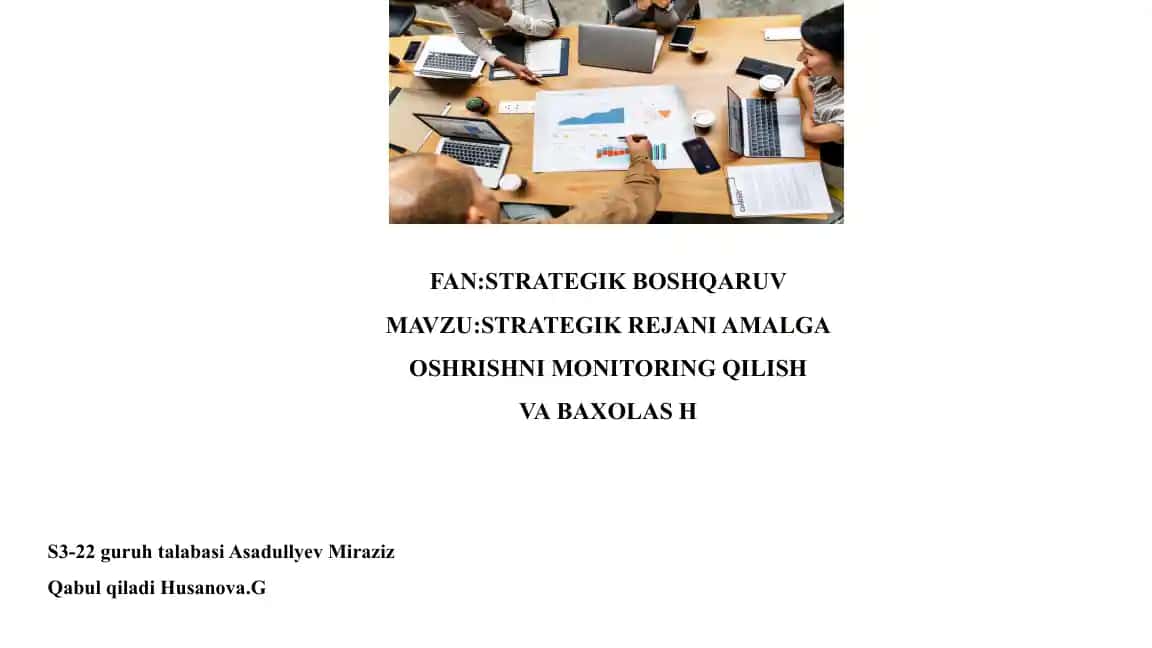 Strategik rejani amalga oshirishni monitoring qilish va baholash