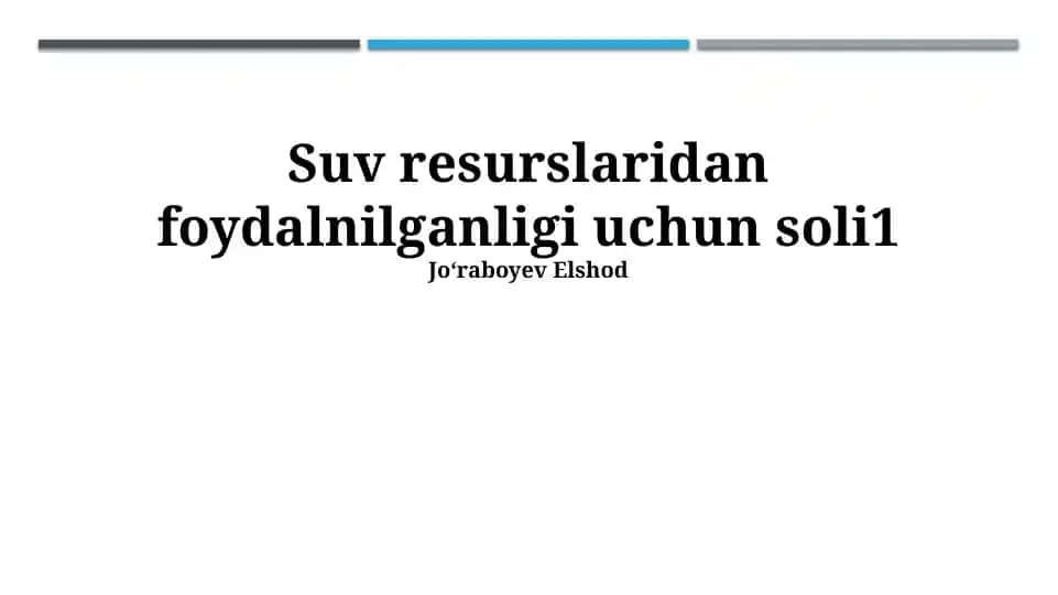 SUV resurslaridan foydalanish uchun soliqlar