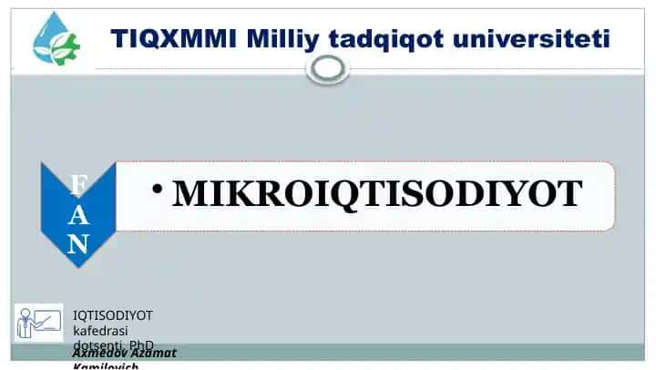 Talab va taklif. Bozor muvozanati