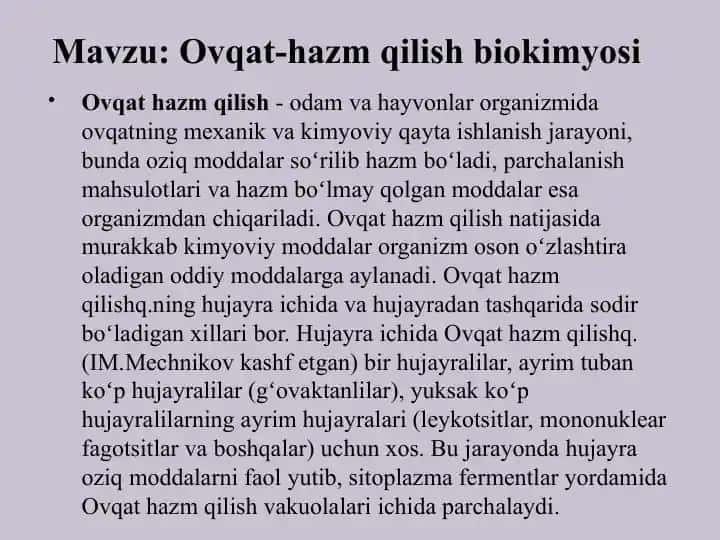 Ovqat-hazmqilish biokimyosi