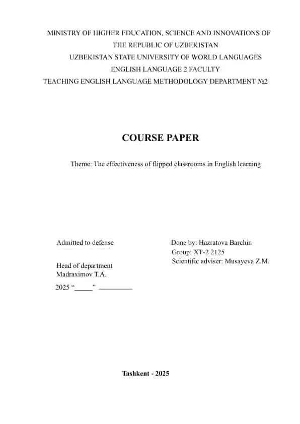 The effectiveness of flipped classrooms in English learning