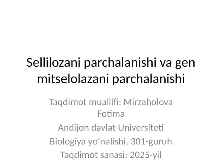 Sellilozani parchalanishi va gen mitselolazani parchalanishi